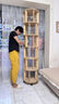 林之語實木旋轉書架360度書柜置物架落地一體靠墻移動兒童轉角立式書架 【店長熱賣】44*197.8CM櫻桃木色 曬單實拍圖