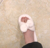 嫻妃 日式居家防滑棉拖鞋女春秋少女心可愛(ài)毛絨絨一字室內鞋冬 白色 36-37(適合37-38的腳) 曬單實(shí)拍圖