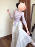 艾珠兒（Aizhuer）法式紫色長(cháng)袖連衣裙子女秋季2025新款小個(gè)子溫柔穿搭氣質(zhì)套裝長(cháng)裙 紫色上衣+白色半裙【套裝】 M 45/55kg 曬單實(shí)拍圖