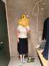 伊芙麗蔣欣代言2025垂感闊腿褲女夏季薄款八分裙褲顯瘦寬松休閑褲 藏青 追單1 L 115-125斤 曬單實(shí)拍圖