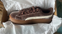 彪馬（PUMA）【厚底鞋】復古天鵝絨增高松糕鞋休閑鞋女PLATFORM406752 咖啡棕-奶油香草色-金色-02 37.5 曬單實(shí)拍圖