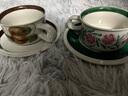 SUCCOHOMEWAREvintage中世紀復古風(fēng)陶瓷咖啡杯 家用文藝中古風(fēng)咖啡杯碟勺整套裝 6杯碟勺混搭+黑U架(禮盒裝) 曬單實(shí)拍圖