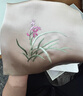 WUCANLI真絲刺繡蘭花小手帕女士小方巾中國特色蘇繡伴手禮繡花手絹 佩蘭-香檳 曬單實(shí)拍圖