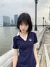 LDBE櫻桃刺繡polo領(lǐng)短袖t恤女學(xué)院風(fēng)修身顯瘦設(shè)計(jì)感小眾藏青正肩上衣 藏青色 L 95-105斤 曬單實(shí)拍圖