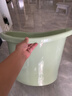 babyjianle寶寶泡澡桶可坐兒童洗澡游泳桶嬰兒浴盆浴桶可坐家用浴缸全身澡盆 特厚草綠色一體凳小萌龍款0-6歲 曬單實(shí)拍圖