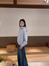 妤遇（YUUZYUUS）品牌女裝外套女款2025春秋新款休閑百搭寬松連帽休閑夾克流行上衣 淺藍色 M 曬單實(shí)拍圖