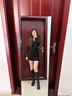妙奕嘉黑色長(cháng)袖連衣裙裙子女裝秋裝2025年新款小個(gè)子赫本風(fēng)小黑裙顯瘦 辣妹修身包臀打底連衣裙【黑色】 M 【建議90-100斤】 曬單實(shí)拍圖