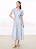 水云間·SHUI YUN JIAN女裝 V領(lǐng)萊賽爾優(yōu)雅淺藍清新收腰顯瘦連衣裙2025夏季新款 淺藍花 M 曬單實(shí)拍圖