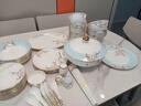 吉樂馳（JILECHI）景德鎮(zhèn)餐具套裝輕奢餐具家用碗盤25年高端陶瓷餐具套裝喬遷送禮 10人食空谷玉蘭  70頭 曬單實拍圖