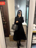 皮爾卡丹（pierre cardin）秋冬新款雙面羊絨大衣女收腰顯瘦中長款修身小個(gè)子大擺羊毛呢外套 黑色長款 S 曬單實(shí)拍圖