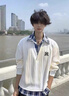 CUOARCHL美式潮牌V領衛(wèi)衣男女款秋冬季休閑百搭寬松格紋假兩件套頭上衣男 白色（NE01） XL （推薦體重120-145斤） 曬單實拍圖