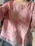 HGAI棉麻女裝 亞麻高檔上衣苧麻女品牌夏季新款文藝復古襯衫歐根紗拼 水粉色 L【建議100-110斤】 曬單實(shí)拍圖