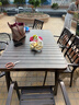 莫 家戶(hù)外家具鑄鋁桌椅室外院子戶(hù)外桌椅露臺別墅庭院桌椅休閑鐵藝桌椅 6+150cm長(cháng)桌 曬單實(shí)拍圖