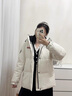 鴨鴨【都市靜奢系列】新中式流蘇羽絨服女短款冬2025最新款小個(gè)子外套 米色 S (155) 曬單實(shí)拍圖