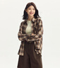 森馬（Semir）長(cháng)袖襯衫女中長(cháng)款慵懶寬松落肩秋季chic復古格紋襯衣101524105004 曬單實(shí)拍圖