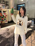 真維斯（JEANSWEST）米色內搭長(cháng)袖t恤女2025新款春秋打底衫復古漫畫(huà)風(fēng)純棉上衣女生 曬單實(shí)拍圖