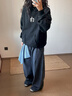 CHINISM CH赤塵經(jīng)典簡(jiǎn)約logo印花連帽衛(wèi)衣男士春秋款休閑情侶帽衫上衣 黑色 （偏寬松，建議拍小一碼） L 曬單實(shí)拍圖