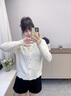 施洛瀾立體釘珠小花加厚毛衣外套女2025秋冬裝新款寬松洋氣針織開(kāi)衫外穿 白色 均碼 建議80-135斤 曬單實(shí)拍圖