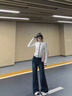 AAISUP美式撞色拼接針織開(kāi)衫女2025年春秋高智感百搭顯瘦內搭打底衫上衣 白色 L 曬單實(shí)拍圖