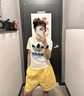 adidas男女大童純棉運(yùn)動(dòng)上衣圓領(lǐng)短袖T恤兒童夏季阿迪達(dá)斯三葉草   白色/鳥羽藍(lán)   152 曬單實(shí)拍圖