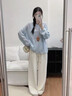 蘇雨薇法式藍色設計感圓領(lǐng)針織衫女秋冬季慵懶風(fēng)寬松軟糯毛衣奶fufu上衣 淺藍色【關(guān)注店鋪-送運費險】 S （80-95斤） 曬單實(shí)拍圖