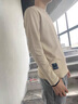 花花公子（PLAYBOY）長(cháng)袖t恤男2025春秋季新款潮流修身休閑V領(lǐng)打底衫男時(shí)尚百搭上衣男 卡其 XL 曬單實(shí)拍圖