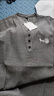 皮爾卡丹（pierre cardin）夏季冰絲亞麻套裝男中袖棉麻兩件套大碼寬松中袖T恤運動(dòng)裝 灰色 【上衣+褲子】 XL (110斤-125斤) 曬單實(shí)拍圖