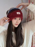 CACUSS帽子女士秋冬季毛線(xiàn)帽撞色針織帽冬天保暖堆堆帽冷帽薄款 赤紅 曬單實(shí)拍圖