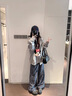 詩丹蕊oversize灰色拼接格子拉鏈外套女春秋2025新款韓系慵懶風連帽開衫 灰色（春秋）薄款 均碼 【可備注碼數(shù)】 曬單實拍圖