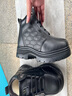 蜻蜓牌棉鞋男士冬季新款中高幫鞋防滑耐磨加絨保暖雪地靴棉靴馬丁靴子男 黑色 加絨 41 (255mm) 【標準碼】 曬單實(shí)拍圖