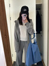 溫格芳 衛(wèi)衣女運動服套裝2025春秋新款韓版減齡連帽開衫休閑時尚兩件套 灰色外套+褲子 M 曬單實拍圖