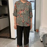 彌美樂中老年女裝夏裝套裝奶奶裝2025新款媽媽裝60-80歲老年人七分袖t恤 綠色花冰絲兩件套 2XL 適合100-115斤 曬單實拍圖