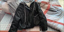 鉑朗尼奧假兩件羽絨服女中年女士韓系連帽假兩件羽絨服皮衣短外套女冬裝休 黑色 M 曬單實(shí)拍圖