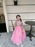 乖奇奇（ALERTCHYCHY）女童禮服公主裙花童婚禮小女孩主持人晚禮服鋼琴演出服長袖蓬蓬紗 粉色長款361-D2 130cm 曬單實拍圖