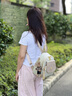 古梵緹（GUFANTI）雙肩包女2025新款 小背包韓版百搭通勤包情人節(jié)七夕禮物送女友 杏色+兔子掛件 曬單實(shí)拍圖