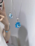【海藍晶石項鏈】奢華托帕石晶石吊墜女彩銀水晶戒指耳釘套裝 萊茵白藍三件套 曬單實拍圖