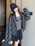 RHUDE FOG品牌女裝小香風短款外套女2025春秋新款韓版百搭獨特休閑復古格子 黑色格子 M 曬單實拍圖