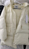 森馬（Semir）羽絨服女中長(cháng)款大毛領(lǐng)連帽顯瘦2024冬新款工裝風(fēng)防風(fēng)保暖外套 奶白（白鴨絨）10501 L 曬單實(shí)拍圖