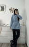 顏域藍色收腰風(fēng)衣女2025新款秋季通勤氣質(zhì)女士高級感復古獨特外套 藍色 M 曬單實(shí)拍圖