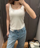 優(yōu)衣庫女裝AIRism棉混紡Bra背心/加杯背心涼感羅紋帶胸墊477762 477762/00白色 S /155/85 曬單實拍圖