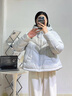 坦博爾【推薦】泡芙短款羽絨服女25年新款連帽面包服保暖外套TB5330278D 霜林灰 S (160) 曬單實拍圖