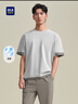 海瀾之家（HLA）短袖T恤男圓領(lǐng)涼感時(shí)尚撞色拼接短袖男夏季HNTBJ2J312A 中灰鑲拼X2 2XL 185/100A 推薦165~180斤 曬單實(shí)拍圖