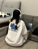魯雅爾韓系chic可愛貓咪印花連帽衛(wèi)衣女春秋季小個子休閑寬松顯瘦外套潮 白灰色 L 曬單實拍圖