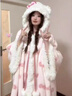 芭麥圖HelloKitty凱蒂貓睡衣 珊瑚絨睡袍斗篷睡衣女秋冬季加絨加厚可愛(ài) 凱蒂貓斗篷睡袍 XL 女170推薦體重115-135斤 曬單實(shí)拍圖