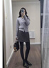 古今（GUJIN）女士襪子女豎條紋打底褲女外穿不掉襠秋款薄款連褲襪抗起球2條hy 曬單實(shí)拍圖