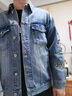 謙集（QIANJI）潮男牛仔外套2024春秋美式復古個(gè)性刺繡外穿寬松長(cháng)袖牛仔衣夾克男 藍色 【LFS2039】 L 125-140斤 曬單實(shí)拍圖
