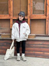 女童秋冬夾棉外套2025新款洋氣大童加厚連帽棒球服冬裝假兩件棉服 米色【夾棉加厚款】 160 曬單實(shí)拍圖