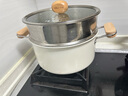 小熊（Bear）0涂層鈦陶瓷湯鍋+蒸籠 24cm奶鍋燉鍋蒸鍋燃氣灶通用JG042-P03 曬單實拍圖