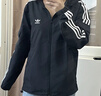 adidas經(jīng)典三條紋運(yùn)動連帽夾克外套男女秋季阿迪達(dá)斯三葉草 黑色   M 曬單實(shí)拍圖