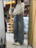 棉之雪美式復古直筒水洗高街牛仔褲男士春夏潮流寬松休閑長(cháng)褲 淺藍色 2XL 【170CM-180CM】 曬單實(shí)拍圖